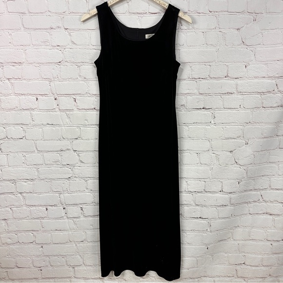Witchycore Whimsigoth Dress maxi 10 Black Sleeveless Crushed Velvet Midi stretch - Picture 1 of 11